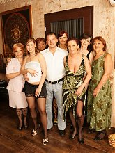 A very special mature sexparty with one dude and seven ladies